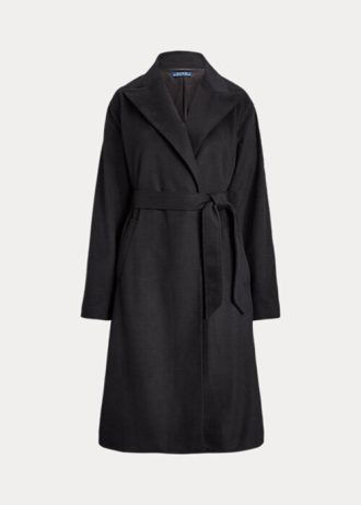 Mustat naisten Ralph Lauren Peak-Lapel Wool-Blend Wrap-takit