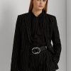 Mustat naisten Ralph Lauren Pinstripe pellavasekoite Twill Blazers Mustat naisten Ralph Lauren Pinstripe pellavasekoite Twill Blazers