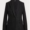 Mustat naisten Ralph Lauren Pinstripe pellavasekoite Twill Blazers Mustat naisten Ralph Lauren Pinstripe pellavasekoite Twill Blazers