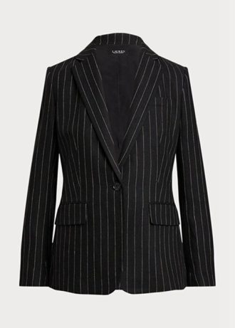 Mustat naisten Ralph Lauren Pinstripe pellavasekoite Twill Blazers Mustat naisten Ralph Lauren Pinstripe pellavasekoite Twill Blazers