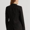 Mustat naisten Ralph Lauren Pinstripe pellavasekoite Twill Blazers Mustat naisten Ralph Lauren Pinstripe pellavasekoite Twill Blazers