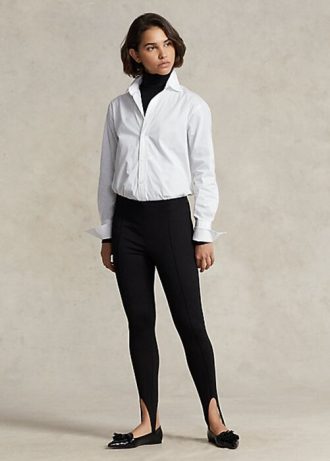 Mustat naisten Ralph Lauren Pintucked Stirrup Stretch Ponte -leggingsit Mustat naisten Ralph Lauren Pintucked Stirrup Stretch Ponte -leggingsit