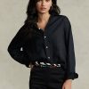 Mustat naisten Ralph Lauren Relaxed Fit pellavapaidat Mustat naisten Ralph Lauren Relaxed Fit pellavapaidat
