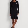 Mustat naisten Ralph Lauren Ruffle-Trim Ponte-hameet Mustat naisten Ralph Lauren Ruffle-Trim Ponte-hameet