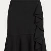 Mustat naisten Ralph Lauren Ruffle-Trim Ponte-hameet Mustat naisten Ralph Lauren Ruffle-Trim Ponte-hameet