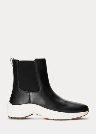 Mustat naisten Ralph Lauren Rylee kiillotetut nahkaiset lenkkarit Mustat naisten Ralph Lauren Rylee kiillotetut nahkaiset lenkkarit