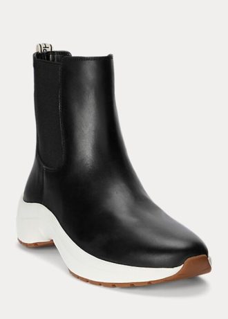 Mustat naisten Ralph Lauren Rylee kiillotetut nahkaiset lenkkarit Mustat naisten Ralph Lauren Rylee kiillotetut nahkaiset lenkkarit