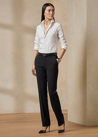 Mustat naisten Ralph Lauren Seth Stretch Wool Crepe -housut Mustat naisten Ralph Lauren Seth Stretch Wool Crepe -housut