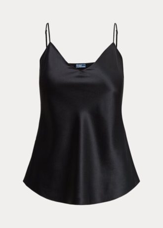Mustat naisten Ralph Lauren Silk Camisole Topit Mustat naisten Ralph Lauren Silk Camisole Topit