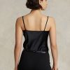 Mustat naisten Ralph Lauren Silk Camisole Topit Mustat naisten Ralph Lauren Silk Camisole Topit