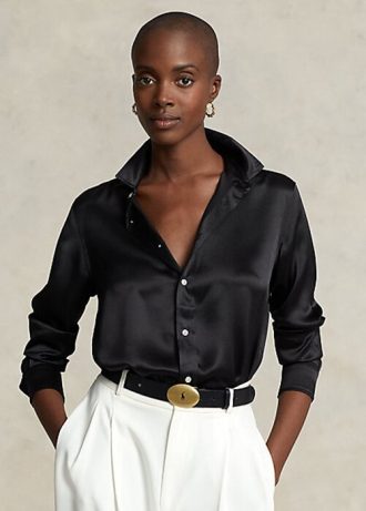 Mustat naisten Ralph Lauren Silk Charmeuse -paidat Mustat naisten Ralph Lauren Silk Charmeuse -paidat