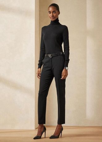 Mustat naisten Ralph Lauren Simonen neitsytvillahousut Mustat naisten Ralph Lauren Simonen neitsytvillahousut