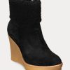 Mustat naisten Ralph Lauren Steph Shearling-sisäiset mokkanahkaiset saappaat Mustat naisten Ralph Lauren Steph Shearling-sisäiset mokkanahkaiset saappaat