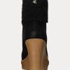 Mustat naisten Ralph Lauren Steph Shearling-sisäiset mokkanahkaiset saappaat Mustat naisten Ralph Lauren Steph Shearling-sisäiset mokkanahkaiset saappaat