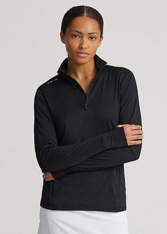 Mustat naisten Ralph Lauren Stretch Jersey Quarter -vetoketjulliset villapaidat Mustat naisten Ralph Lauren Stretch Jersey Quarter -vetoketjulliset villapaidat