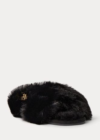 Mustat naisten Ralph Lauren Sydni tekoturkiskengät Mustat naisten Ralph Lauren Sydni tekoturkiskengät