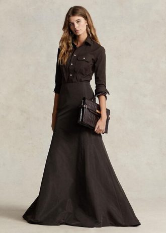 Mustat naisten Ralph Lauren Taffeta Mermaid Maxihame-hameet