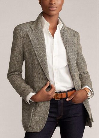 Mustat naisten Ralph Lauren Tweed-bleiserit Mustat naisten Ralph Lauren Tweed-bleiserit