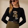 Mustat naisten Ralph Lauren Utility Bear Cashmere -neulepuserot Mustat naisten Ralph Lauren Utility Bear Cashmere -neulepuserot