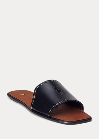 Mustat naisten Ralph Lauren Vachetta -nahkaiset tossut