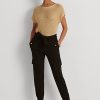 Mustat naisten Ralph Lauren -vyölliset Ponte Cargo -housut