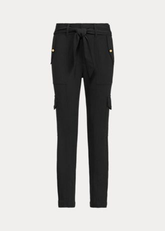 Mustat naisten Ralph Lauren -vyölliset Ponte Cargo -housut Mustat naisten Ralph Lauren -vyölliset Ponte Cargo -housut