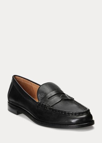 Mustat naisten Ralph Lauren Wynnie kiillotetut nahkahousut Mustat naisten Ralph Lauren Wynnie kiillotetut nahkahousut
