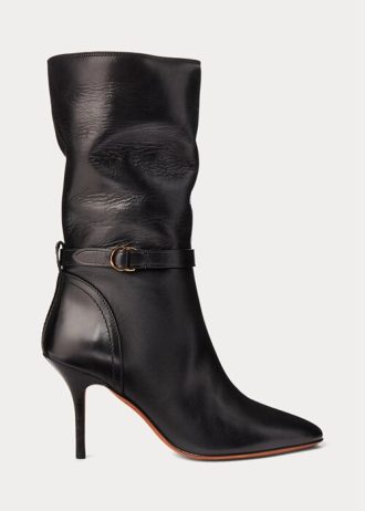 Mustat naisten Ralph Lauren Zoe -nahkasaappaat Mustat naisten Ralph Lauren Zoe -nahkasaappaat