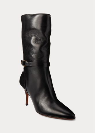 Mustat naisten Ralph Lauren Zoe -nahkasaappaat Mustat naisten Ralph Lauren Zoe -nahkasaappaat