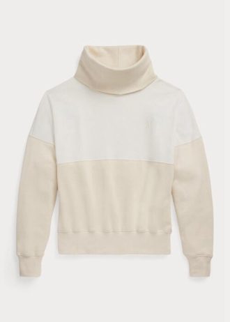Naisten beige-väriset Ralph Lauren -paneloidut fleece-neulepuserot Naisten beige-väriset Ralph Lauren -paneloidut fleece-neulepuserot