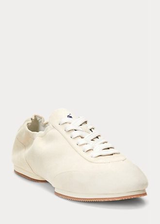 Naisten beige-väriset Ralph Lauren The Suede Pony Ballerina -lenkkarit Naisten beige-väriset Ralph Lauren The Suede Pony Ballerina -lenkkarit