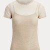 Naisten beige-väriset Ralph Lauren -verkkopaita lyhythihaiset neuleet Naisten beige-väriset Ralph Lauren -verkkopaita lyhythihaiset neuleet