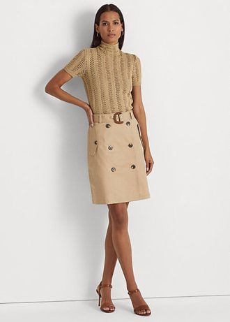 Naisten beige-väriset Ralph Lauren -vyöhiotut Twill-hameet