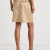 Naisten beige-väriset Ralph Lauren -vyöhiotut Twill-hameet Naisten beige-väriset Ralph Lauren -vyöhiotut Twill-hameet