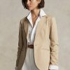 Naisten beige-väriset Ralph Laurenin joustavat Twill-bleiserit Naisten beige-väriset Ralph Laurenin joustavat Twill-bleiserit