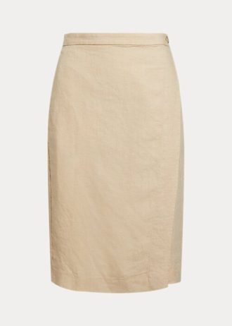 Naisten beige-väriset Ralph Laurenin pellavaiset hameet