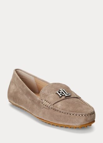 Naisten harmaat Ralph Lauren Barnsburyn mokkanahkaiset loaferit Naisten harmaat Ralph Lauren Barnsburyn mokkanahkaiset loaferit