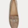 Naisten harmaat Ralph Lauren Barnsburyn mokkanahkaiset loaferit