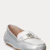 Naisten hopeiset Ralph Lauren Barnsbury Metallic Nappa -nahkaiset kuljettajakengät Naisten hopeiset Ralph Lauren Barnsbury Metallic Nappa -nahkaiset kuljettajakengät