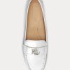Naisten hopeiset Ralph Lauren Barnsbury Metallic Nappa -nahkaiset kuljettajakengät Naisten hopeiset Ralph Lauren Barnsbury Metallic Nappa -nahkaiset kuljettajakengät