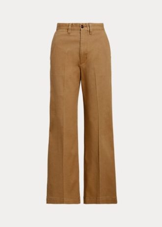 Naisten kakiväriset Ralph Lauren Chino -leveälahkeiset housut Naisten kakiväriset Ralph Lauren Chino -leveälahkeiset housut