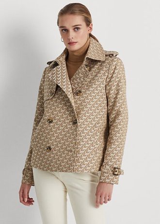 Naisten khakiväriset Ralph Laurenin kaksiriviset jacquard-takit