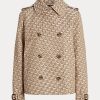 Naisten khakiväriset Ralph Laurenin kaksiriviset jacquard-takit Naisten khakiväriset Ralph Laurenin kaksiriviset jacquard-takit