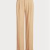 Naisten khakiväriset Ralph Laurenin laskostetut Twill-housut Naisten khakiväriset Ralph Laurenin laskostetut Twill-housut