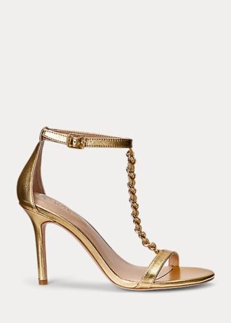 Naisten kultaiset Ralph Lauren Kate -metalliset Nappa-nahkasandaalit Naisten kultaiset Ralph Lauren Kate -metalliset Nappa-nahkasandaalit