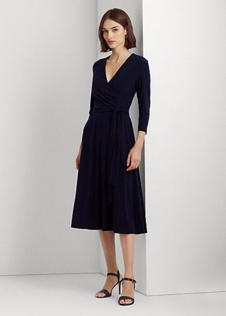Naisten laivasto Ralph Lauren Surplice -jersey-mekko