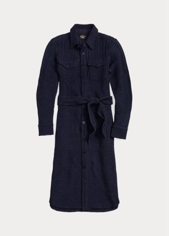 Naisten laivasto Ralph Lauren villa-puuvillamekko