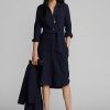 Naisten laivasto Ralph Lauren villa-puuvillamekko Naisten laivasto Ralph Lauren villa-puuvillamekko