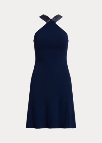 Naisten laivastonhousu Ralph Lauren Jinett Jersey Halter -päivämekko
