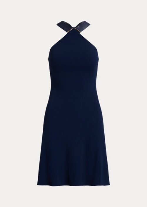 Naisten laivastonhousu Ralph Lauren Jinett Jersey Halter -päivämekko Naisten laivastonhousu Ralph Lauren Jinett Jersey Halter -päivämekko